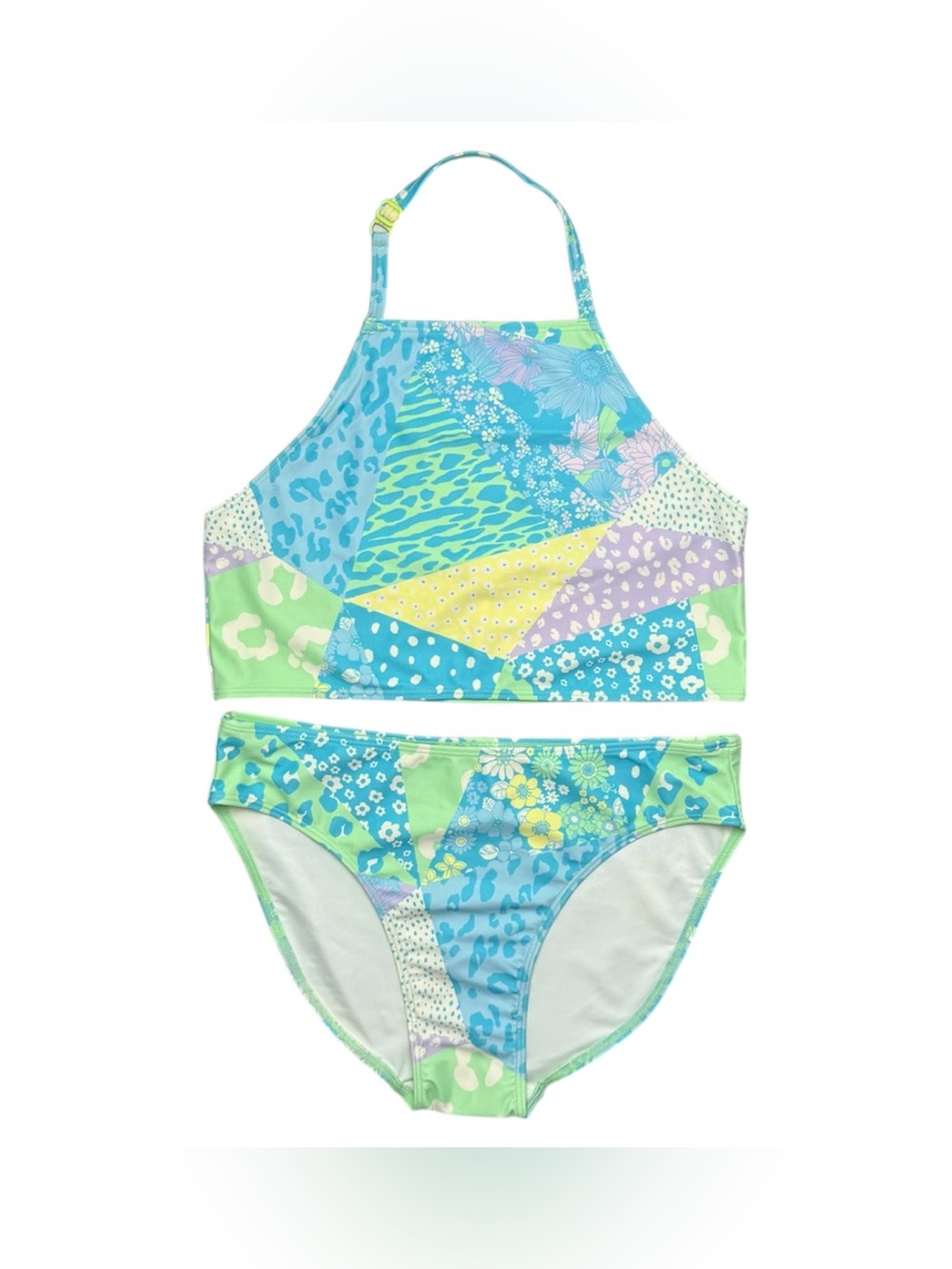 NWT Melrose and Market 2 Pcs Bikini Swimsuit UPF 50 Blue Green 14